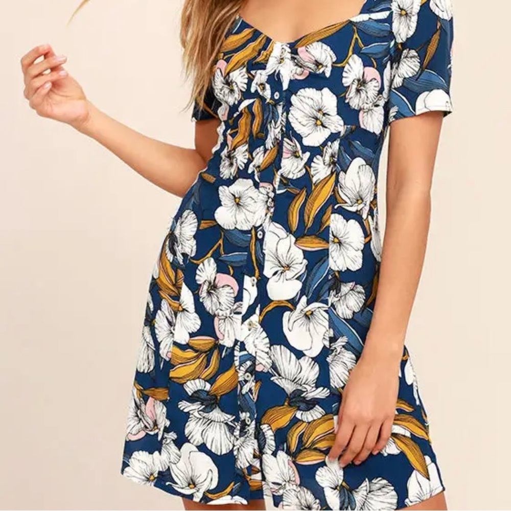 MINKPINK Blue Floral Mini Dress